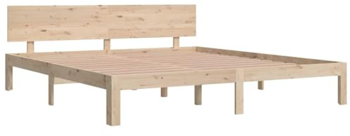 vidaXL Bed Frame Base Platform Solid Wood Brown 180x200 cm Super King Size with Headboard for Modern Bedroom