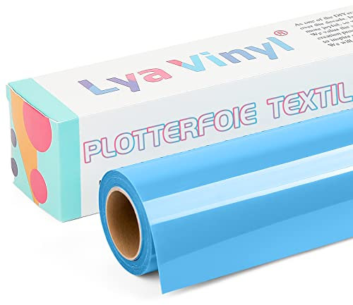 Lya Vinyl Plotterfolie Textil, 30,5 × 305cm See Blau Flexfolie Plotter Textil für Cricut und Silhouette Cameo, Textilfolie Plotter für DIY Stoff und Shirt