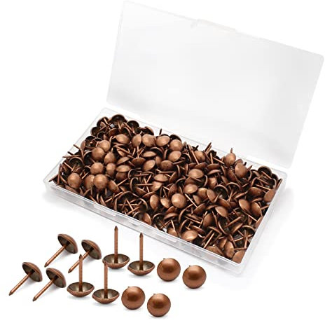 Jiozermi 300 Stück rote Bronze-Polsternägel, 1,1 cm runder Kopfdurchmesser, Polsternägel, Möbelnägel, Sofa, dekorative Nägel, für Möbel und DIY-Dekoration