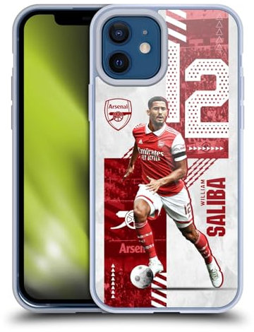 Head Case Designs Licenciado Oficialmente Arsenal FC William Saliba 2022/23 Primer Equipo Caso Funda de Gel Suave Compatible con Apple iPhone 12 / iPhone 12 Pro