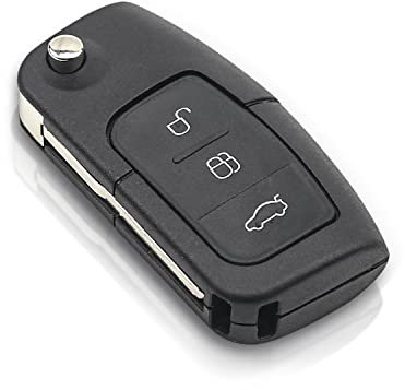 HooRLZ FORD Key Fob Replacement For FORD Focus Fiesta MK7 C-Max S-Max Kuga KA Mondeo MK4 Galaxy Connect Ecosport, Remote Car Key Cover Case 3 Button, FORD Fiesta Key Case, FORD Focus Key Fob