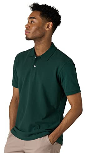 LAPASA Men's 100% Pique Cotton Polo Shirts Short Sleeve Classic Fit Spring/Summer 2024 M19 Dark Green L