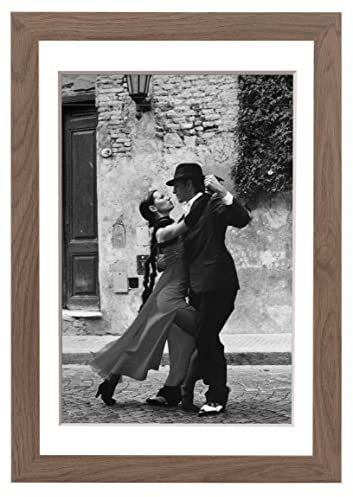Stallmann Design Bilderrahmen mit Passepartout 60x80 cm (Bild 50x70) | Farbe: Mooreiche | 30 mm starke Rahmenleiste