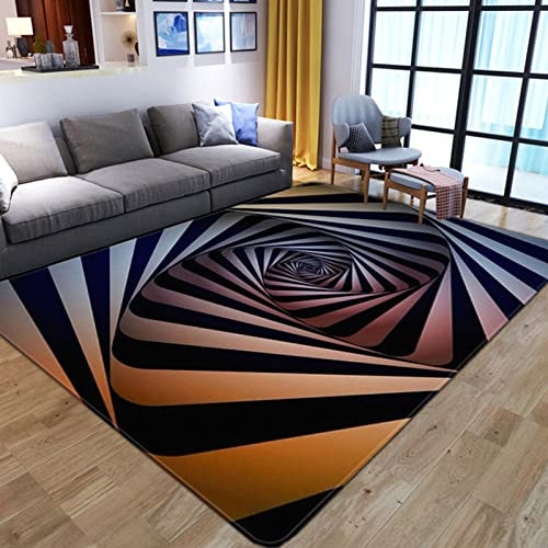 AZZRRO 3D-Illusionsteppich, 150x100cm Quadrat, Karierte Optische Illusionen, Rutschfester Bodenmatte, Vlies-Fußmatte für Schlafzimmer, Wohnzimmer, Büro