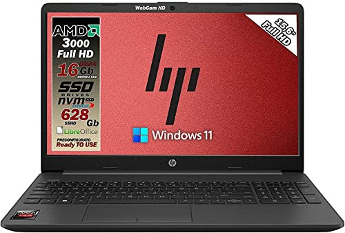 Generico HP Notebook 255 G8 Portatile, ram 16 gb ddr4, sshd da 628 gb display fullhd 15.6, amd 3020, Wi-fi, 3 usb, Win 11 pro, libre office, pronto all'uso