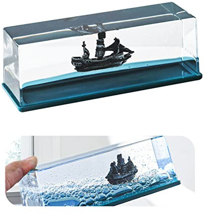 Tuzsocr Bouteille de Derive Fluide Bateau,Black Pearl Pirate Ship,Titanic Toy Cadeau,Modèle Fluide de Bateau de croisière en Acrylique,Soulagement du Stress,pour Ornement de Bureau de déco (Style 2)