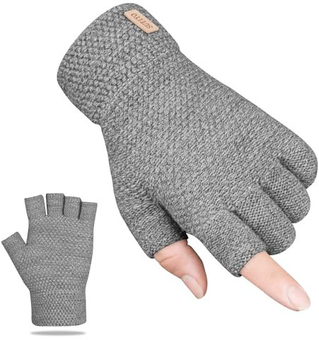 SUTIYO Guantes sin Dedos Guantes Invierno Hombre Guantes Termicos Mujer de Punto Guantes Ciclismo Conducción