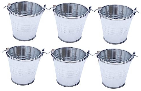 Vaguelly 6 Uds Barril De Hojalata Cubo De Metal Galvanizado Mini Cesto Cubo Galvanizado De Halloween Taza De Papas Fritas Pequeño Cubo De Metal Maceta para Plantar Cubos Creativos De