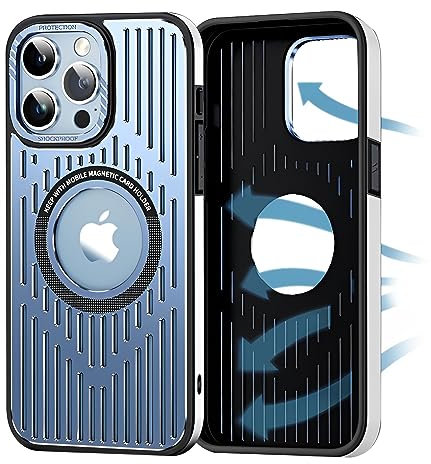 SZJLDS Hülle für iPhone 14 Pro Max 6,7 Ultra Dünn/Slim Handyhülle Kompatibel mit MagSafe, Aluminiumlegierung Graphene Wärmeableitung Schutzhülle mit Stoßfest Kratzfest-Futter Fallschutz Case (Blau)