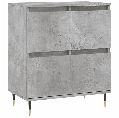 vidaXL Sideboard, Kommode mit viel Stauraum, Mehrzweckschrank Anrichte für Wohnzimmer, Schrank Beistellschrank Eisenbeine, Betongrau Holzwerkstoff