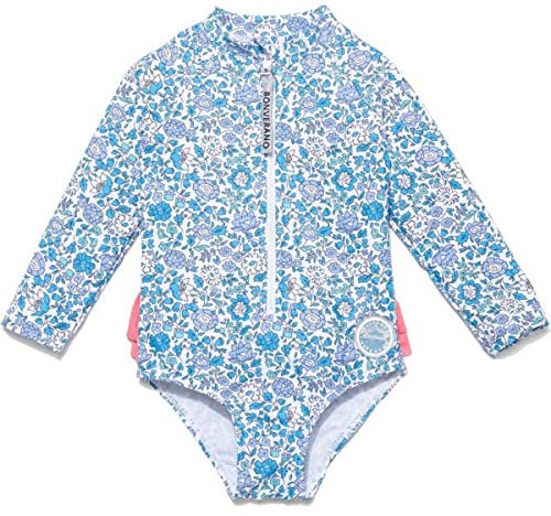 BONVERANO Traje baño bebé protección Solar UPF 50+ Cierre Cremallera con Volantes (Flor 3, 12-18 Meses)