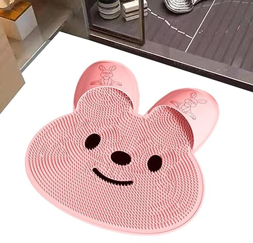 heshi Bain pour Pieds, Coussin Massage antidérapant en Forme Lapin | Tapis de bain en Silicone Rose pour Les Bras, Le Dos, Les