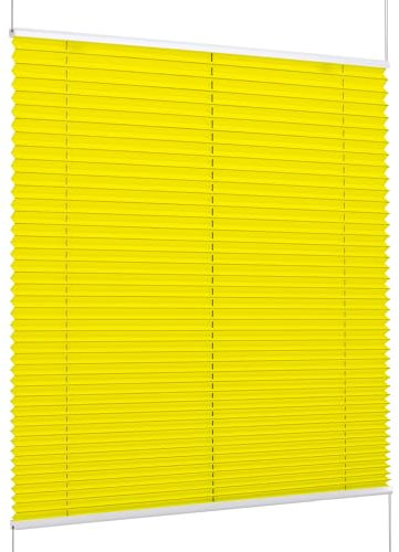 K-Home Klemmfix-Plissee Florida Gelb 95 x 130 cm (B x L) einzigartiges Design mit bezauberndem Lichteffekt