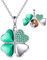 POPLYKE Glückliches Vierblättriges Kleeblatt Locket Halskette mit Platz für Bilder Sterling Silber 4 Blatt Kleeblatt Locket Anhänger Kette Gedenkstück Schmuck Geschenke für Frauen
