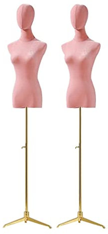 2 Stück Farbiger Samt-Mannequin-Torso, weibliche Schneiderpuppe mit Kopf und Stativ, höhenverstellbare Schneiderpuppe für Kleidung, Kleid, Schmuck, Display