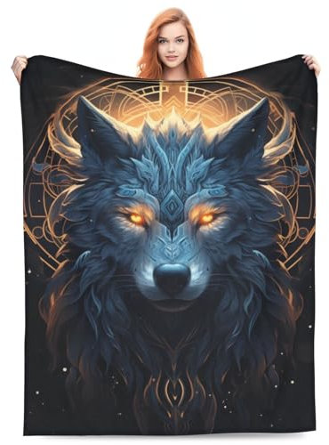 amepay Wolf-Decke, Geschenke für Männer, Frauen, Jungen, Science-Fiction-Wölfe, Flanell-Überwurf, Decken für Heimdekoration, Couch, Bett, Sofa, weich, flauschig, leicht, für alle Jahreszeiten, 203 x