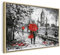 B&D XXL Bilder mit Rahmen 120x80 cm Wandbilder groß Leinwandbild XXL schwarzer Holzrahmen modern Wanddekoration Kunstdruck Wanddeko Wohnzimmer Schlafzimmer London grau rot wie gemalt