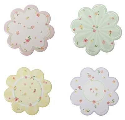 BRANDANI Polline Decorazione Sottomoka Set 4 Pezzi 11,5cm Porcellana e Sughero