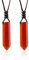 RJINGSHI Red Jasper Natural Crystal Necklace Single Pointed Tower Pendant Necklace Adjustable Rope Healing Crystal Reiki Energy Meditation for Men Women Valentine's Day Gift