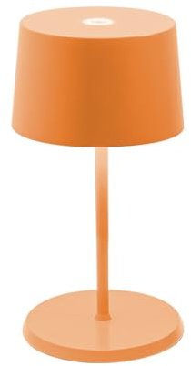 Zafferano, Olivia Mini Lampe, Tragbare und Wiederaufladbare Tischlampe mit Touch Control, Geeignet für Wohnzimmer und Außenbereich, Dimmer, 2200-3000 K, Höhe 22 cm, Farbe Orange