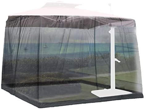 Moustiquaire pour parasol de terrasse - Filet anti-insectes pour parapluie en polyester, filet en maille pour parasol de terrasse | Paravent de jardin avec rideau à fermeture éclair, couverture de Tab