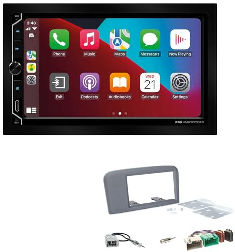 ESX VMX700DAB 2-DIN Autoradio kompatibel mit Wireless Apple CarPlay Android Auto Bluetooth DAB+ passend für Volvo S80 I 1998-2008 anthrazit
