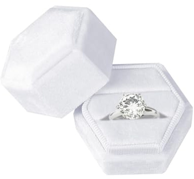 DONGKER Ringschachtel, 1 Stuck Samt Ringbox, Doppelschlitze Sechseck Ringetui für Vorschlag Verlobung Hochzeit Zeremonie Valentinstag(Ring nicht enthalten)