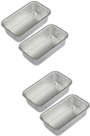 SHOWERORO 4 Stück Kuchenbackblech küchenwerkzeug easy putz grillbretter silver grill pan Auflaufform mit Deckel Kastenform aus Stahl Kuchenform Bratpfanne Brot Backblech Haushaltsbackplatte