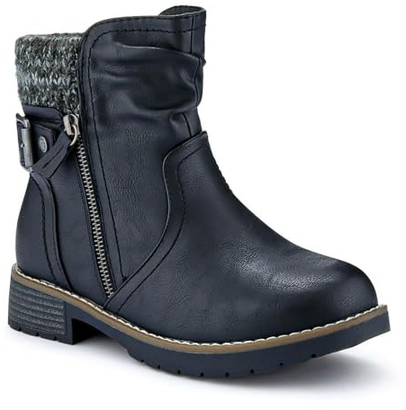 EasyFit Extra-Wide Knitted Cuff Boots - Black Size 6