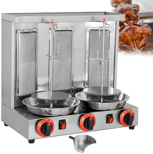 GESAIDES Drehender Döner-Kebab-Grillautomat, Gas-Vertikalgrill, Shawarma-Maschine, Drehender Döner-Kebab-Gyro-Grillautomat, Vertikalgrill für Gewerbliche Heimgrills