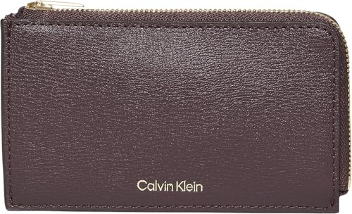 Calvin Klein Women's FOIL Logo TOP Zip Cardcase LV04F1090G Cardholder, Red (Fudge/Espresso), One Size