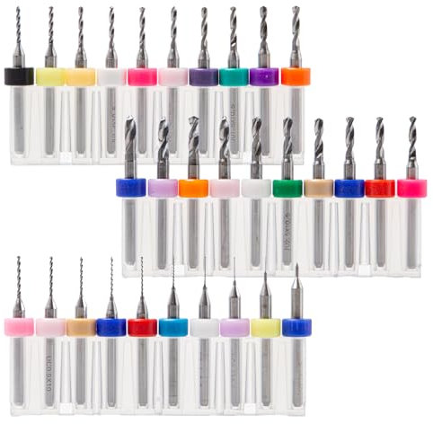 Pilikoll 30 Pièces PCB Drill Bits Set 0.1mm-3mm Micro Twist Drill Bits 1/8 Spiral Fluted Shank CNC Router Bits PCB Circuit Board Tungsten Carbide Micro Drill Bit Set for Jewelry CNC Engraving