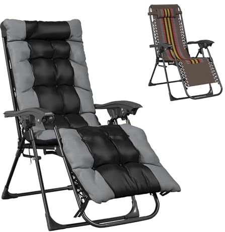 JHYCCDD Klappbare Gartenliege, Relaxsessel Garten, Sonnenliege Klappbar mit Verstellbare Rückenlehne, 150 KG Belastbar, Liege Garten mit Getränkehalter, Gartenliege für Balkon Strand Campingplätze