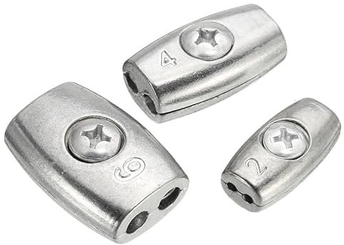 HEMODIAN Serre Cable Acier Serre-câble en Alliage de Nickel-phosphore, 5 pièces, Fil de Serrage, câble de préhension, Simplex, Applications de lustrerie en Argent Serre Cable INOX(8mm)