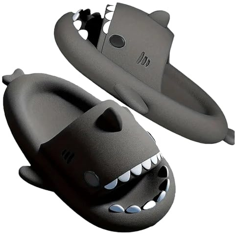 corimori Hai Badeschuhe, Haifisch Badeschlappen rutschfest, schnell trocknend, bequem mit Haifisch-Design (Gr. 34–43)