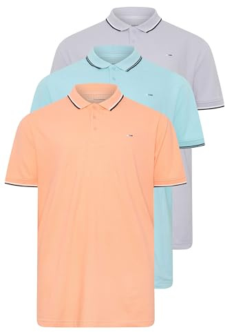 BadRhino Big & Tall 3 Pack & Orange Tipped Polo Shirts - Men's - Plus Size Curve