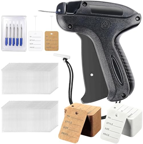 wohot Etikettierpistole Set, 1 Etikettierpistol mit 5 Ersatznadeln+2000 Heftfäden+300 Preisetiketten, Etikettiergerät Kleidung, Etikettenpistole, Tagging Gun, Heftpistole Kleidung, Textilpistole