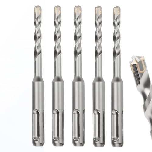 MOXPIFY 5PCS 6mm SDS Masonry Drill Bit 110mm Long for Reinforced Concrete | Brick Walls, 6 mm Hammer SDS Plus Drill Bit (6mm x 110mm x 5)