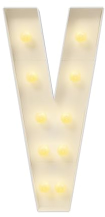 HUOMMGS LED Buchstaben Lichter Warmes Licht Leuchtbuchstaben Groß Leuchtbuchstabe mit 10 LED Lichtern Buchstabenlichter Leuchtbuchstaben für Gaming Zimmer Deko, Bar Deko & Party Deko (V)