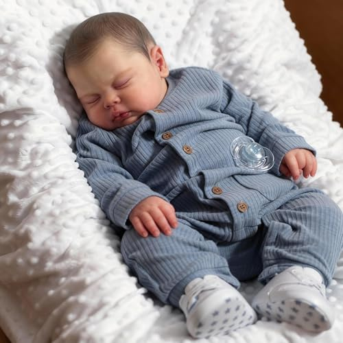 RXDOLL Reborn Baby Puppe Weicher Stoffkörper 60 cm Silikon Baby Junge Reborn Puppen Lebensecht Babypuppe Wie Echtes Baby Lebensechte Babypuppen Mit Zubehör