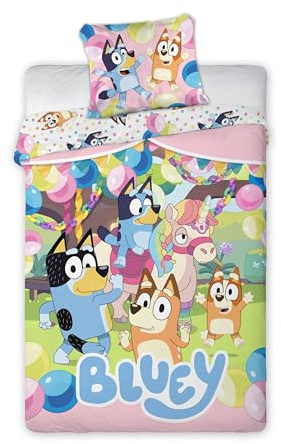 Bluey Einhorn Baby Bettwäsche Set 2 tlg. 100x135 cm 40x60cm Baumwolle