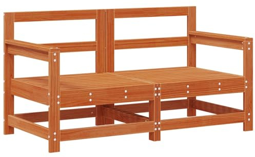 vidaXL Gartenecksofa Massives Kiefernholz Wachsbraun, Garten und Terrasse, moderner Modul-Sofa, rechteckige Outdoor-Sitzgruppen, Kiefer-Sitzmöbel zum Entspannen