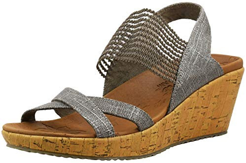Skechers Femme Beverlee High Tea Sandale, Bleu Marine, 40 EU