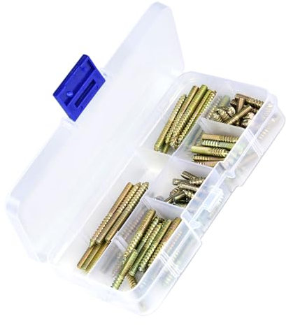110pcs M4 Vis de Cheville Double Filetage Boulon de Suspension en Fer Zingué Connecteur de Meubles pour Le Travail du Bois(16mm 20mm 25mm 30mm 35mm 40mm), vis combinée