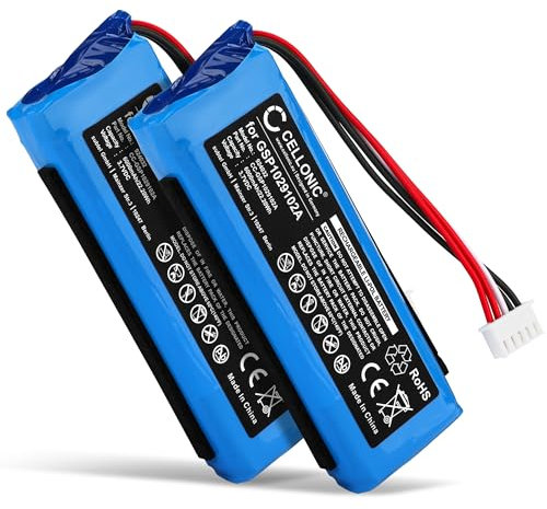 CELLONIC, Lautsprecherakku kompatibel mit JBL Charge 3 (6000mAh, 3.7V) 2X Ersatzakku GSP1029102A