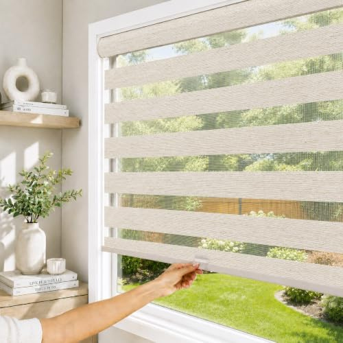 CHICOLOGY Zebra Blinds , Roller Window Shades , Blinds for Windows , Roller Shades for Windows , Window Shades for Home , Window Shades , Pull Down Shades for Windows , 34W X 72H , Basic Natural
