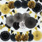 Cojoy Schwarz und Gold Party dekorations set, 21 pcs hängende Papierfächer, pompons Blumen, Papier Wimpel und Polka Dot Girlande für Hochzeit geburtstags Babyparty Weihnacht Party dekorationen