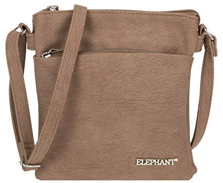Elephant Handtasche Umhängetasche Damen klein City Bag Umhänger Tasche 3180 + Schlüßelmäppchen (Nut (Braun))