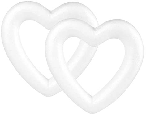 Milageto Styropor-Herz, weiß, Styroporherz Ring, Styroporform Herz durchbrochen, Styroporform Hochzeit, Schaumherzen Hochzeit - 20CM