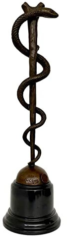 aubaho Bronzeskulptur Äskulapstab Arzt nach Caduceus 38cm Antik-Stil Replik Kopie